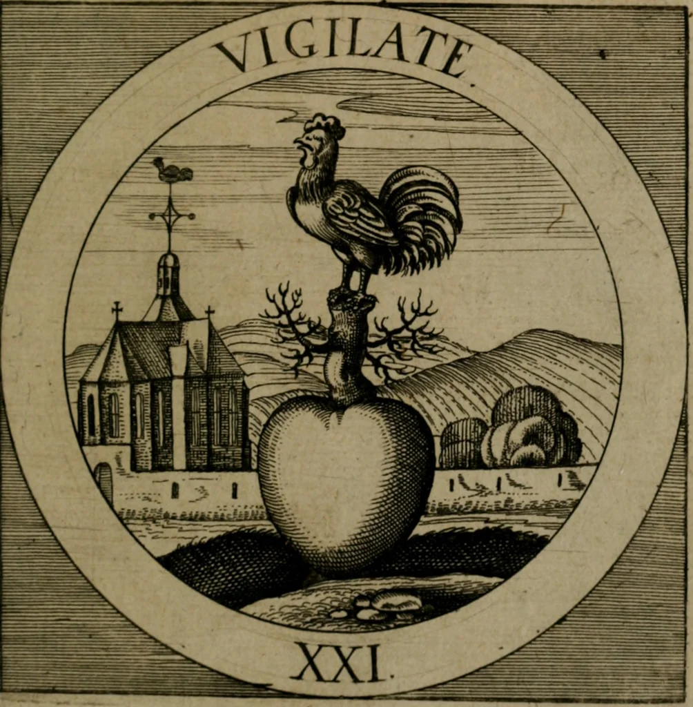 An illustration from Emblemata sacra : hoc est, decades quinque emblematum ex sacra scriptura, de dulcissimo nomine & cruce Jesu Christi, figuris aeneis incisorum ..., 1624, leaf 316