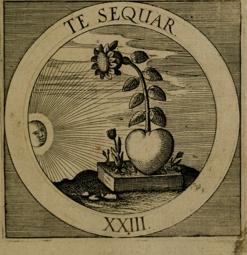 An illustration from Emblemata sacra : hoc est, decades quinque emblematum ex sacra scriptura, de dulcissimo nomine & cruce Jesu Christi, figuris aeneis incisorum ..., 1624, leaf 324