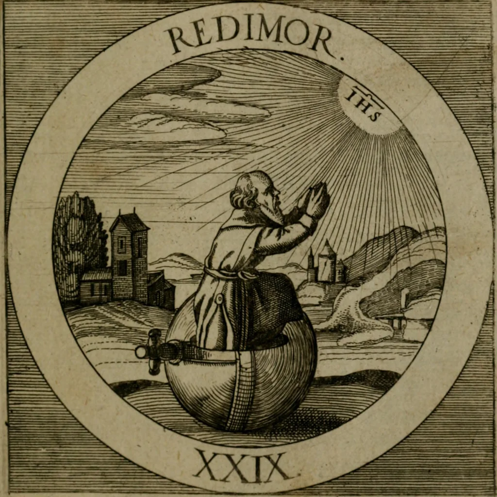 An illustration from Emblemata sacra : hoc est, decades quinque emblematum ex sacra scriptura, de dulcissimo nomine & cruce Jesu Christi, figuris aeneis incisorum ..., 1624, leaf 348