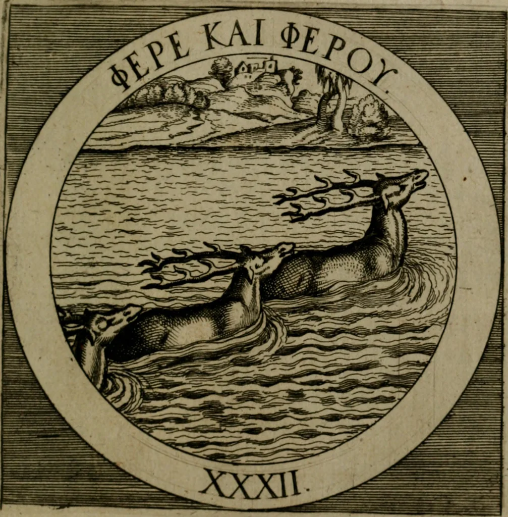 An illustration from Emblemata sacra : hoc est, decades quinque emblematum ex sacra scriptura, de dulcissimo nomine & cruce Jesu Christi, figuris aeneis incisorum ..., 1624, leaf 360