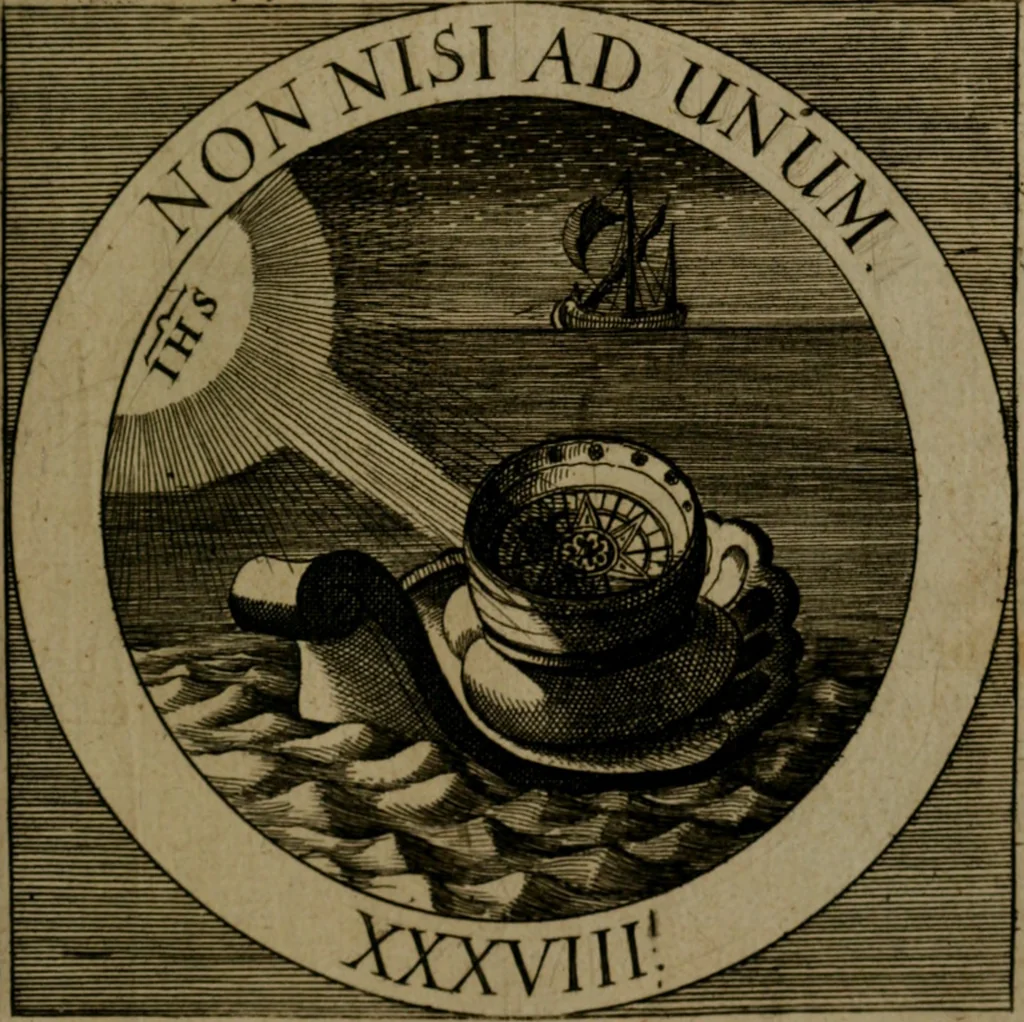 An illustration from Emblemata sacra : hoc est, decades quinque emblematum ex sacra scriptura, de dulcissimo nomine & cruce Jesu Christi, figuris aeneis incisorum ..., 1624, leaf 384