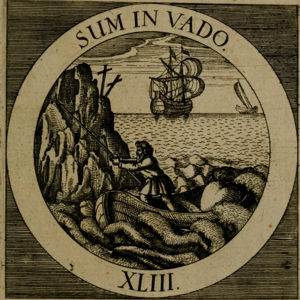An illustration from Emblemata sacra : hoc est, decades quinque emblematum ex sacra scriptura, de dulcissimo nomine & cruce Jesu Christi, figuris aeneis incisorum ..., 1624, leaf 404