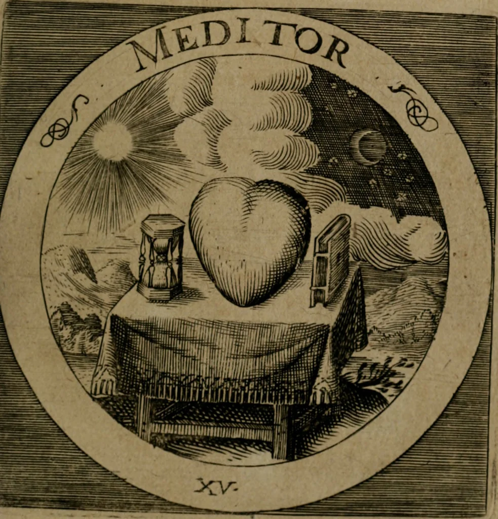 An illustration from Emblemata sacra : hoc est, decades quinque emblematum ex sacra scriptura, de dulcissimo nomine & cruce Jesu Christi, figuris aeneis incisorum ..., 1624, leaf 76