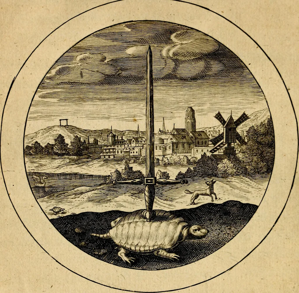 An illustration from Emblemata selectiora. Typis elegantissimis expressa, nec non sententiis, carminibus, historiis ac proverbiis, ex scriptoribus cum sacris tum profanis, antiquis & recentioribus, illustrata, 1704, leaf 25