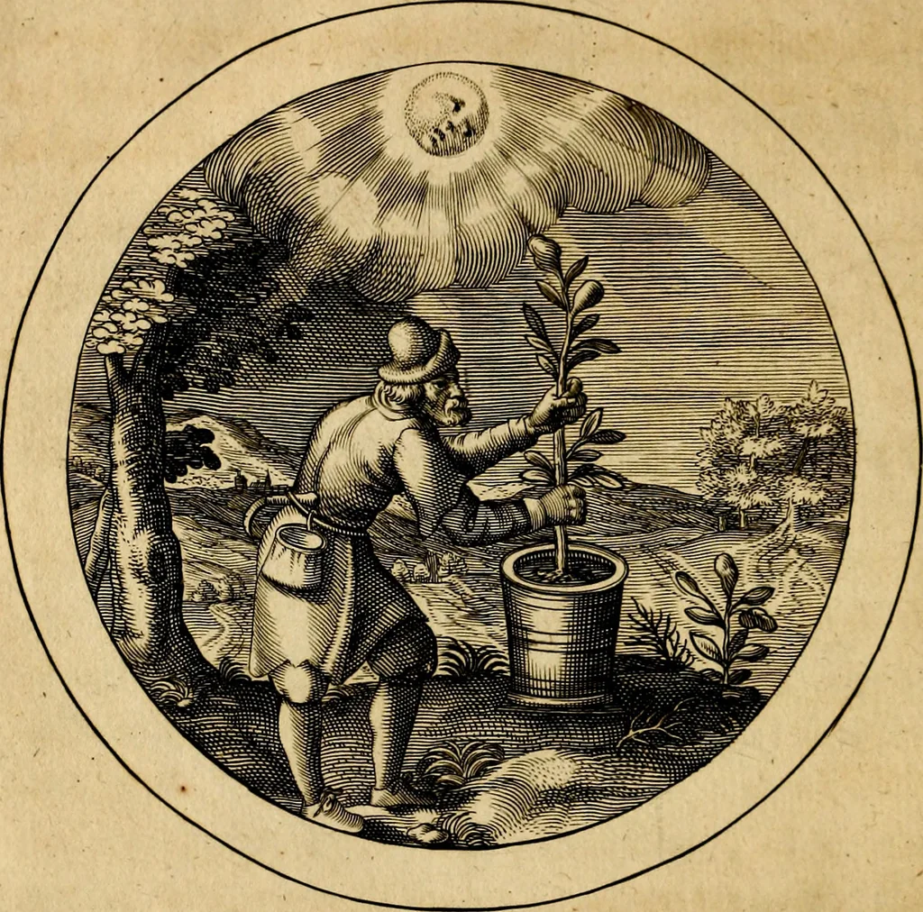 An illustration from Emblemata selectiora. Typis elegantissimis expressa, nec non sententiis, carminibus, historiis ac proverbiis, ex scriptoribus cum sacris tum profanis, antiquis & recentioribus, illustrata, 1704, leaf 47