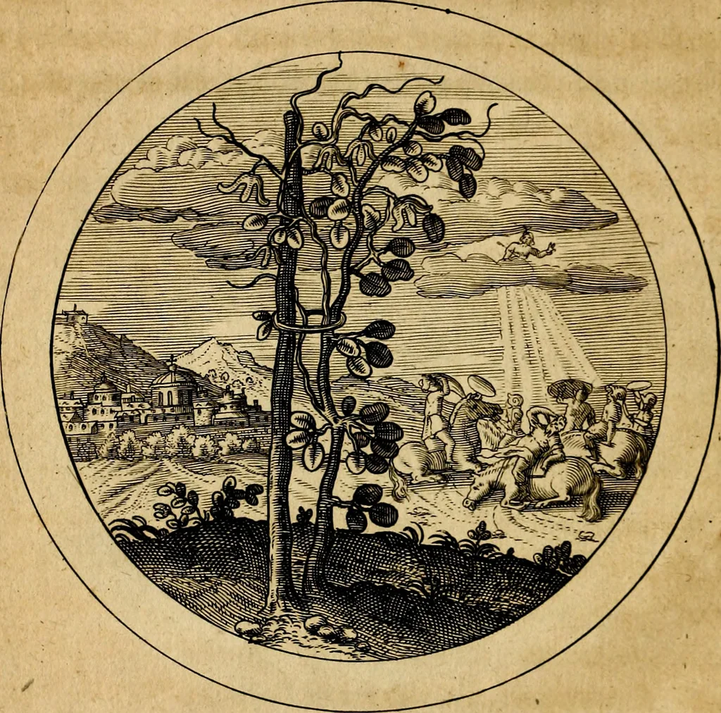 An illustration from Emblemata selectiora. Typis elegantissimis expressa, nec non sententiis, carminibus, historiis ac proverbiis, ex scriptoribus cum sacris tum profanis, antiquis & recentioribus, illustrata, 1704, leaf 67