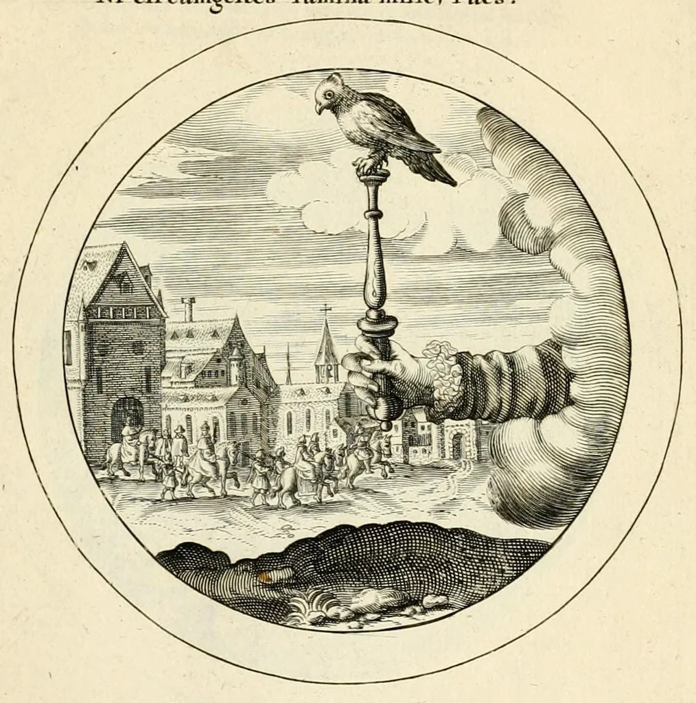 An illustration from Emblemata selectiora : typis elegantissimis expressa, nec non sententiis, carminibus, historiis ac proverbiis, ex scriptoribus cum sacris tum profanis, antiquis & recentioribus, illustrata .., 1704, leaf 101