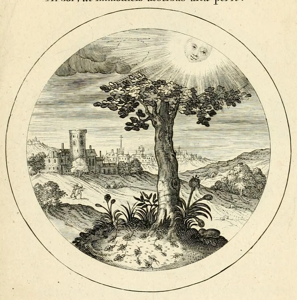 An illustration from Emblemata selectiora : typis elegantissimis expressa, nec non sententiis, carminibus, historiis ac proverbiis, ex scriptoribus cum sacris tum profanis, antiquis & recentioribus, illustrata .., 1704, leaf 119