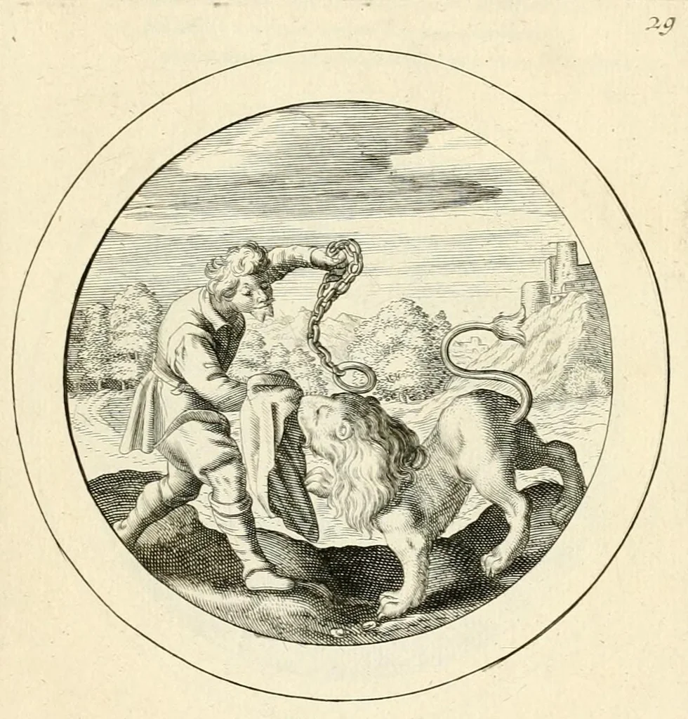 An illustration from Emblemata selectiora : typis elegantissimis expressa, nec non sententiis, carminibus, historiis ac proverbiis, ex scriptoribus cum sacris tum profanis, antiquis & recentioribus, illustrata .., 1704, leaf 141