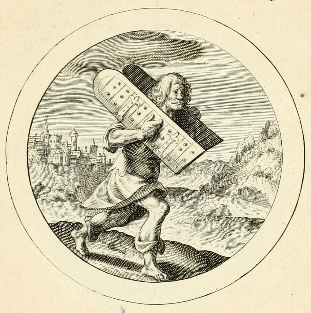 An illustration from Emblemata selectiora : typis elegantissimis expressa, nec non sententiis, carminibus, historiis ac proverbiis, ex scriptoribus cum sacris tum profanis, antiquis & recentioribus, illustrata .., 1704, leaf 143