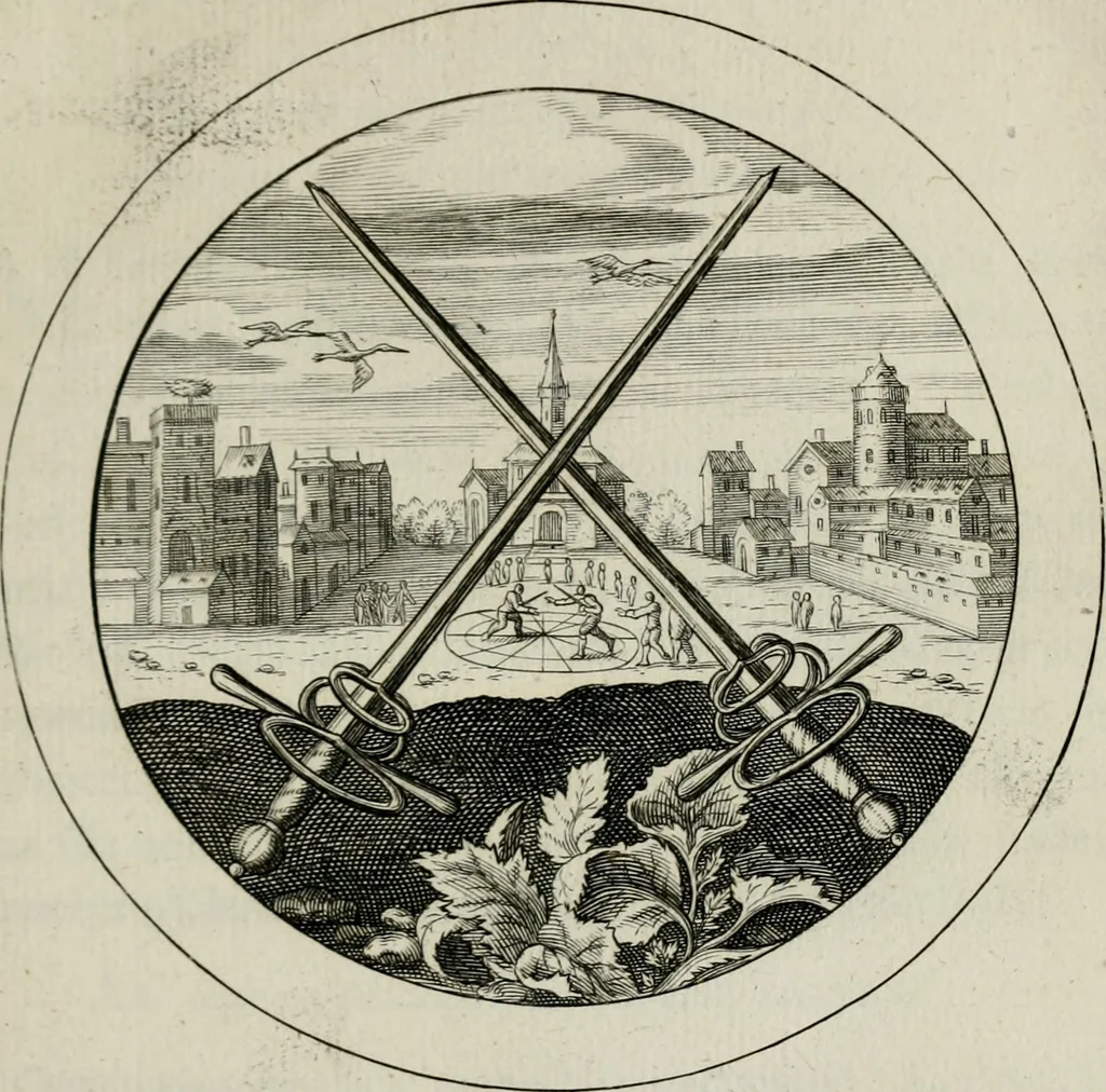 An illustration from Emblemata selectiora : typis elegantissimis expressa, nec non sententiis, carminibus, historiis ac proverbiis, ex scriptoribus cum sacris tum profanis, antiquis & recentioribus, illustrata, 1704, leaf 104
