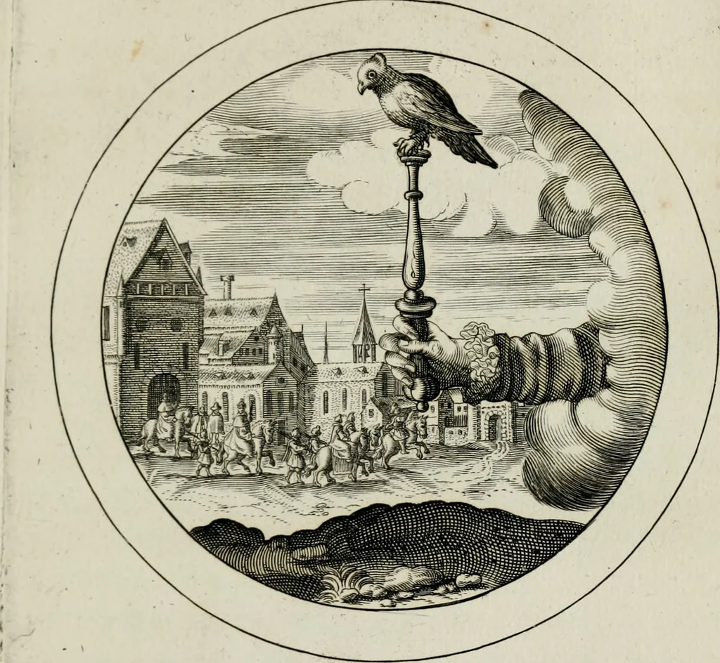 An illustration from Emblemata selectiora : typis elegantissimis expressa, nec non sententiis, carminibus, historiis ac proverbiis, ex scriptoribus cum sacris tum profanis, antiquis & recentioribus, illustrata, 1704, leaf 40