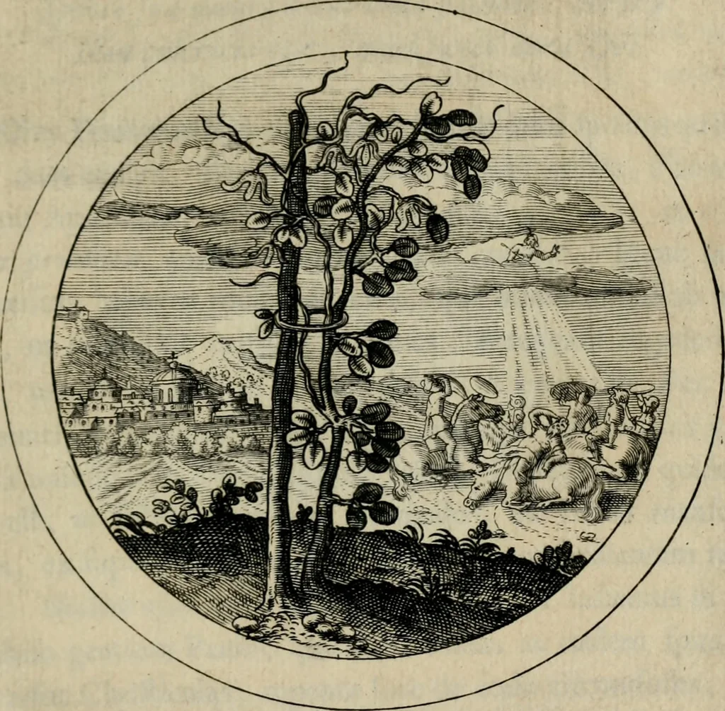 An illustration from Emblemata selectiora : typis elegantissimis expressa, nec non sententiis, carminibus, historiis ac proverbiis, ex scriptoribus cum sacris tum profanis, antiquis & recentioribus, illustrata, 1704, leaf 68