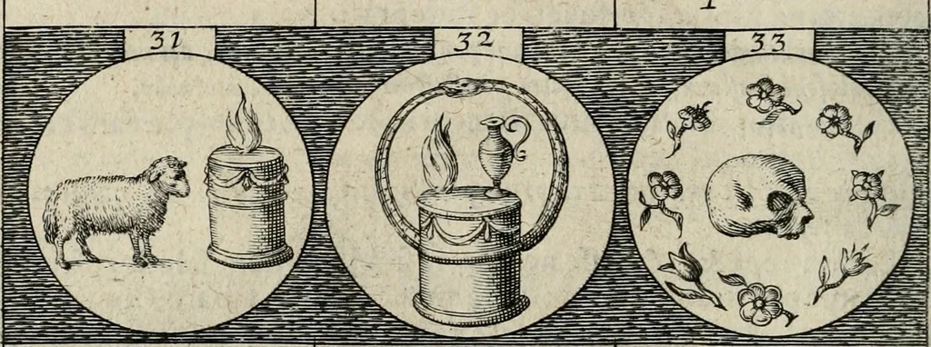 An illustration from Emblemata, sive, Symbola a principibus, viris eeclesiasticis [sic] ac militaribus aliisque vsurpanda : Deuises ou emblemes pour princes, gens d'Eglise, gens de guerre, & aultres, 1624, leaf 19