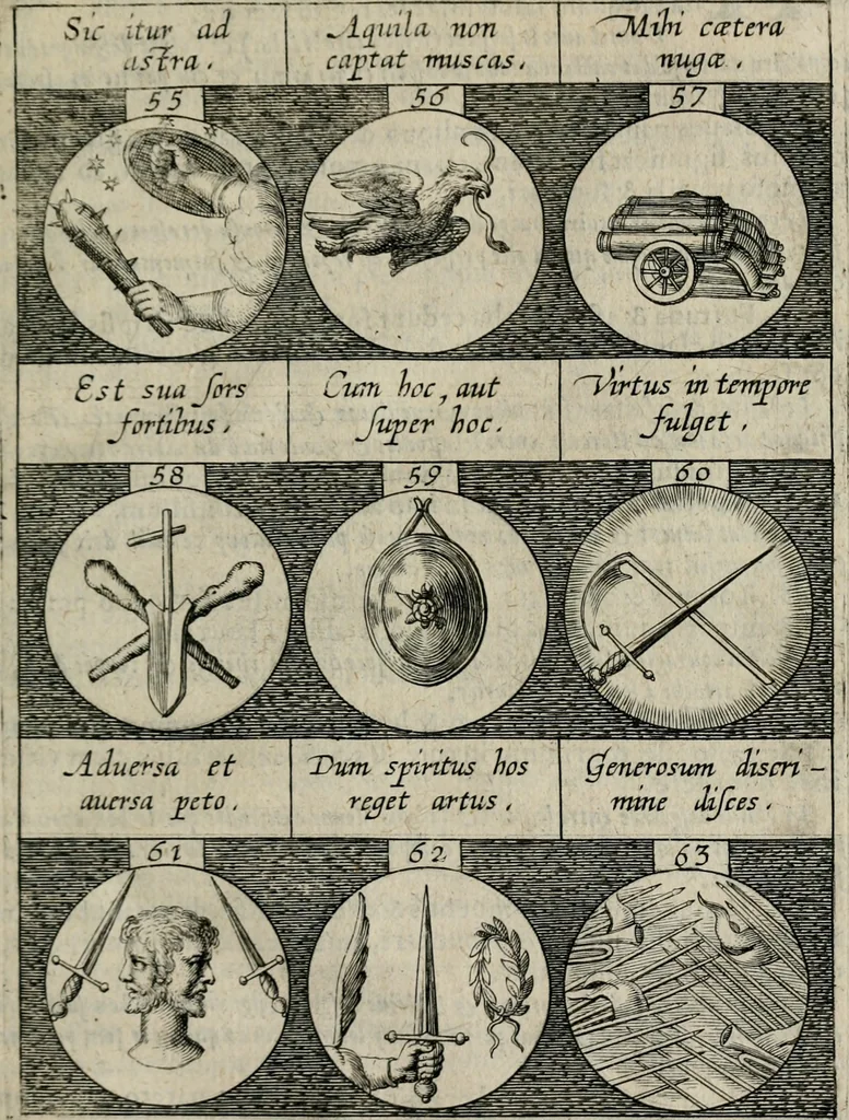 An illustration from Emblemata, sive, Symbola a principibus, viris eeclesiasticis [sic] ac militaribus aliisque vsurpanda : Deuises ou emblemes pour princes, gens d'Eglise, gens de guerre, & aultres, 1624, leaf 24