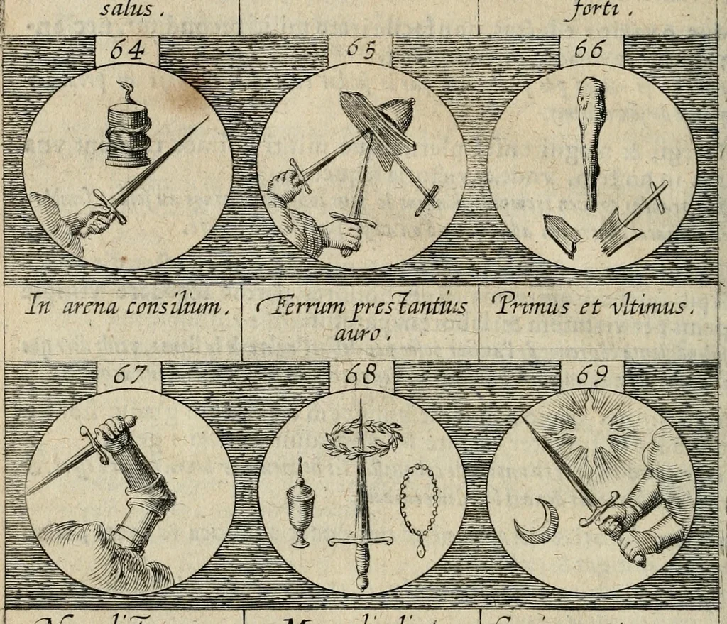 An illustration from Emblemata, sive, Symbola a principibus, viris eeclesiasticis [sic] ac militaribus aliisque vsurpanda : Deuises ou emblemes pour princes, gens d'Eglise, gens de guerre, & aultres, 1624, leaf 27