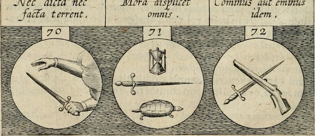 An illustration from Emblemata, sive, Symbola a principibus, viris eeclesiasticis [sic] ac militaribus aliisque vsurpanda : Deuises ou emblemes pour princes, gens d'Eglise, gens de guerre, & aultres, 1624, leaf 27