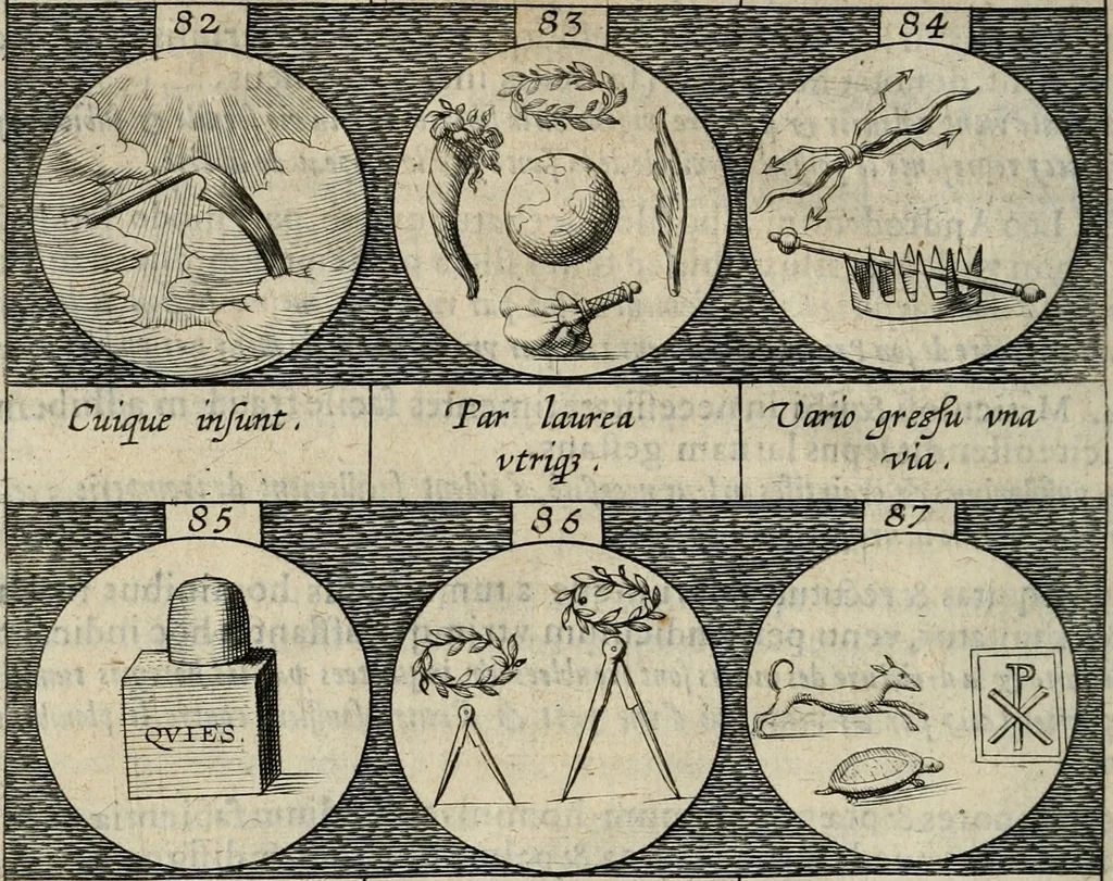 An illustration from Emblemata, sive, Symbola a principibus, viris eeclesiasticis [sic] ac militaribus aliisque vsurpanda : Deuises ou emblemes pour princes, gens d'Eglise, gens de guerre, & aultres, 1624, leaf 31