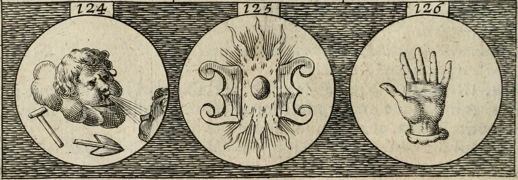 An illustration from Emblemata, sive, Symbola a principibus, viris eeclesiasticis [sic] ac militaribus aliisque vsurpanda : Deuises ou emblemes pour princes, gens d'Eglise, gens de guerre, & aultres, 1624, leaf 39