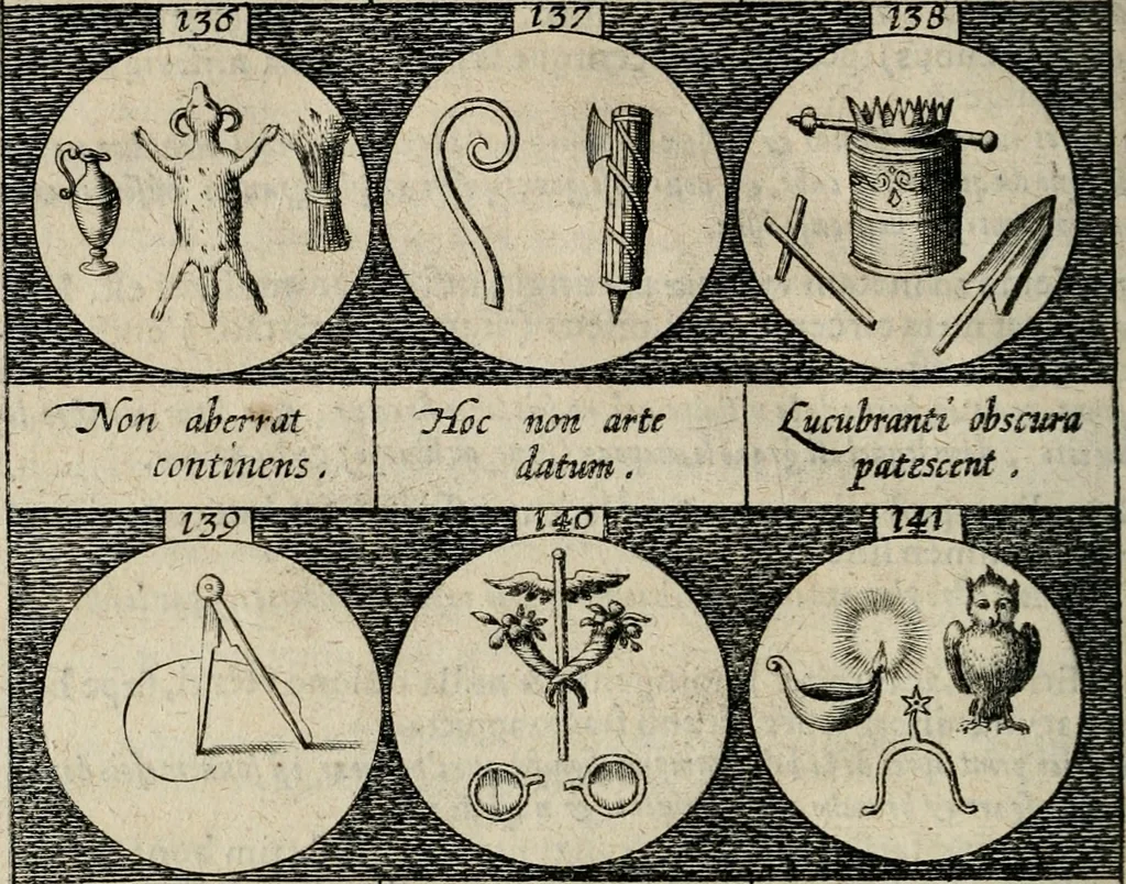 An illustration from Emblemata, sive, Symbola a principibus, viris eeclesiasticis [sic] ac militaribus aliisque vsurpanda : Deuises ou emblemes pour princes, gens d'Eglise, gens de guerre, & aultres, 1624, leaf 43