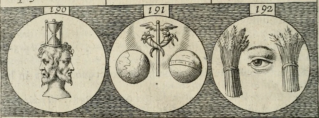 An illustration from Emblemata, sive, Symbola a principibus, viris eeclesiasticis [sic] ac militaribus aliisque vsurpanda : Deuises ou emblemes pour princes, gens d'Eglise, gens de guerre, & aultres, 1624, leaf 55