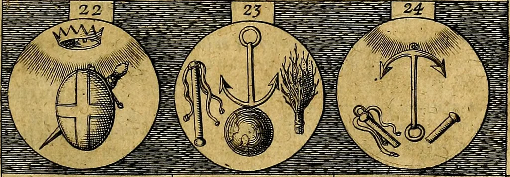 An illustration from Emblemata sive symbola a principibus, viris eeclesiasticis [sic] ac militaribus aliisque vsurpanda. Deuises ou emblemes pour princes, gens d'Eglise, gens de guerre, & aultres, 1624, leaf 14