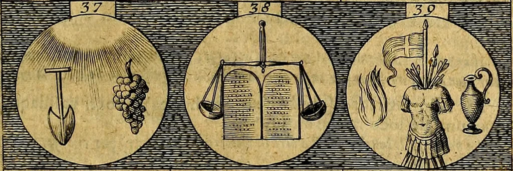 An illustration from Emblemata sive symbola a principibus, viris eeclesiasticis [sic] ac militaribus aliisque vsurpanda. Deuises ou emblemes pour princes, gens d'Eglise, gens de guerre, & aultres, 1624, leaf 18