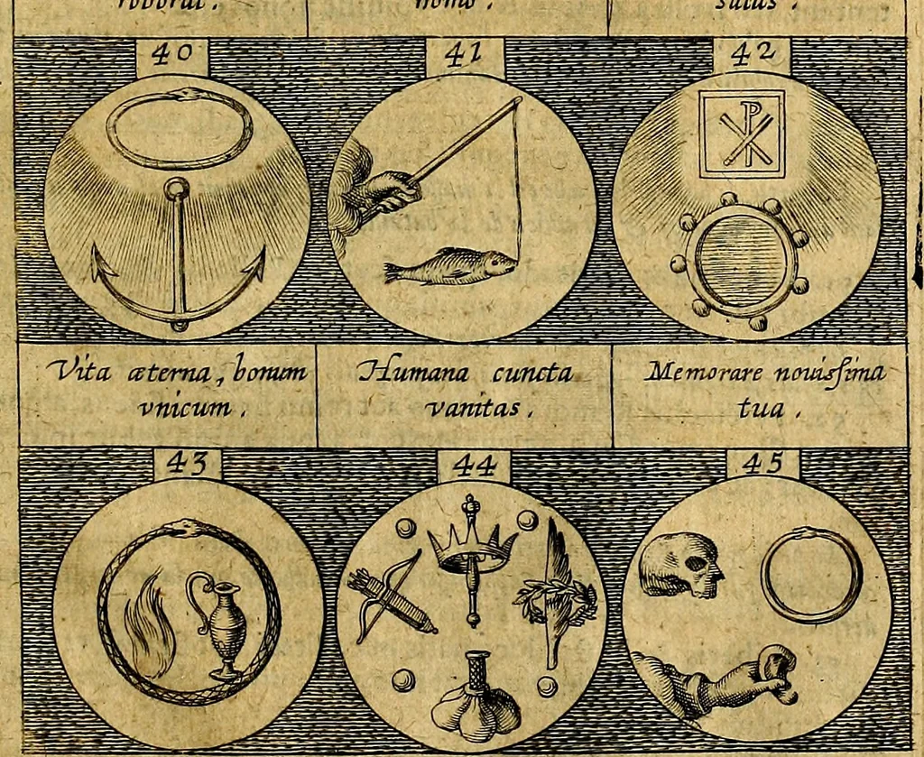 An illustration from Emblemata sive symbola a principibus, viris eeclesiasticis [sic] ac militaribus aliisque vsurpanda. Deuises ou emblemes pour princes, gens d'Eglise, gens de guerre, & aultres, 1624, leaf 18