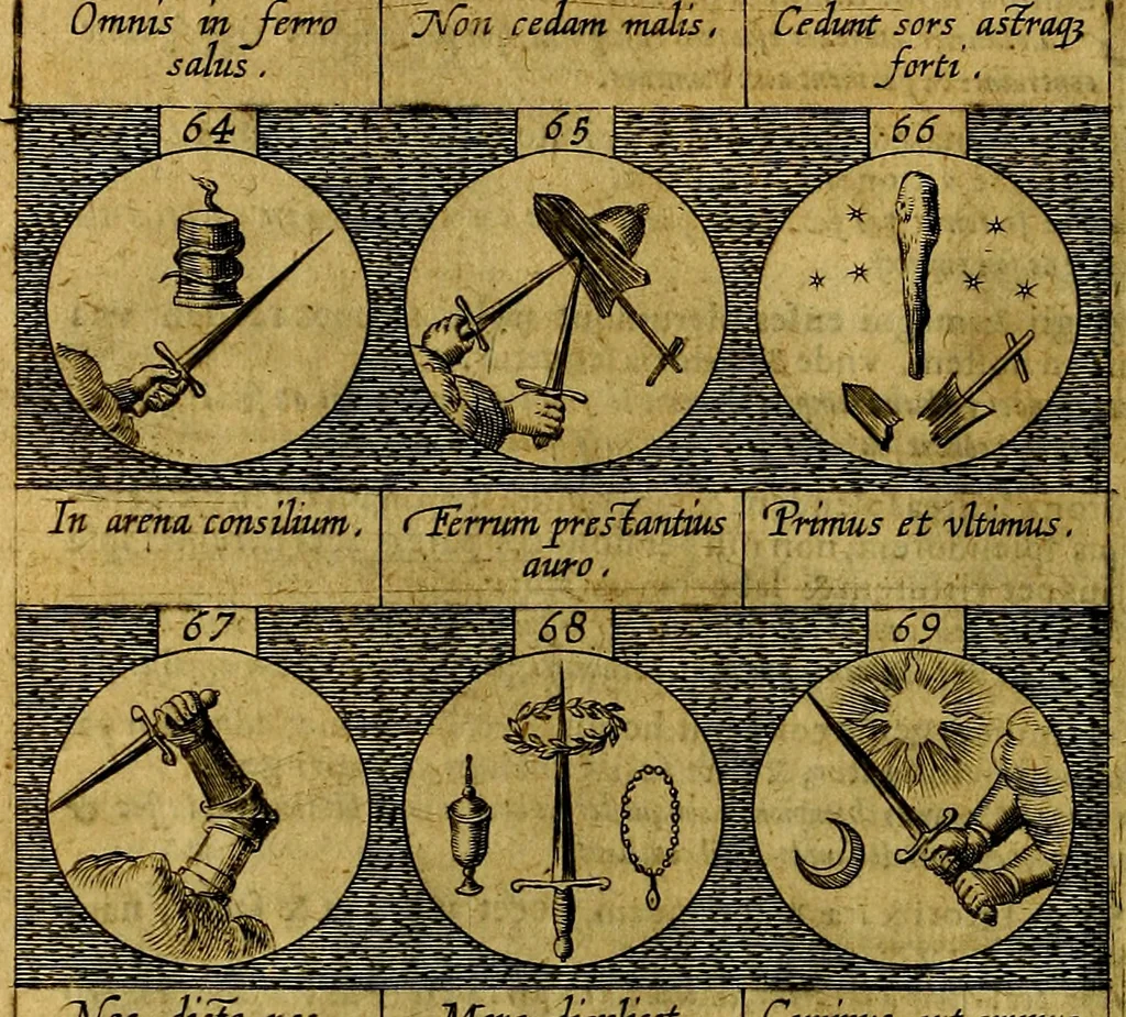 An illustration from Emblemata sive symbola a principibus, viris eeclesiasticis [sic] ac militaribus aliisque vsurpanda. Deuises ou emblemes pour princes, gens d'Eglise, gens de guerre, & aultres, 1624, leaf 25