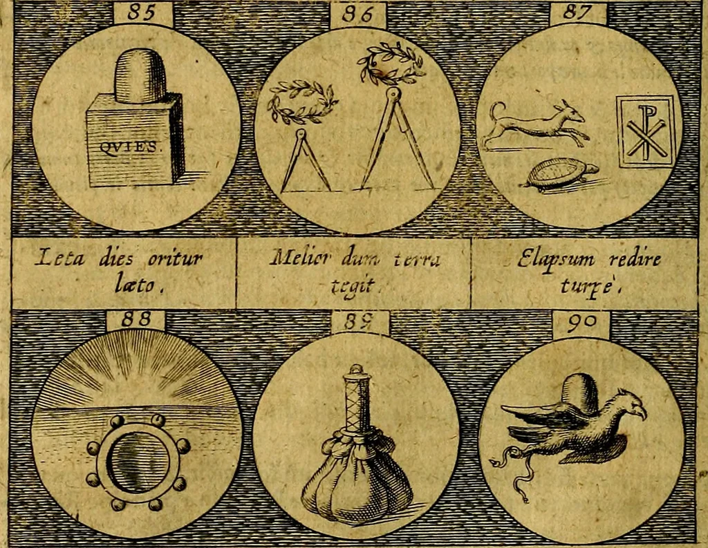 An illustration from Emblemata sive symbola a principibus, viris eeclesiasticis [sic] ac militaribus aliisque vsurpanda. Deuises ou emblemes pour princes, gens d'Eglise, gens de guerre, & aultres, 1624, leaf 29