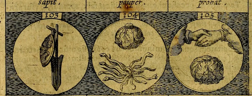 An illustration from Emblemata sive symbola a principibus, viris eeclesiasticis [sic] ac militaribus aliisque vsurpanda. Deuises ou emblemes pour princes, gens d'Eglise, gens de guerre, & aultres, 1624, leaf 33