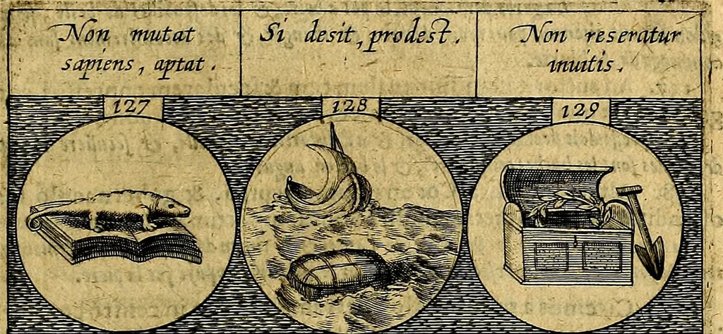 An illustration from Emblemata sive symbola a principibus, viris eeclesiasticis [sic] ac militaribus aliisque vsurpanda. Deuises ou emblemes pour princes, gens d'Eglise, gens de guerre, & aultres, 1624, leaf 38