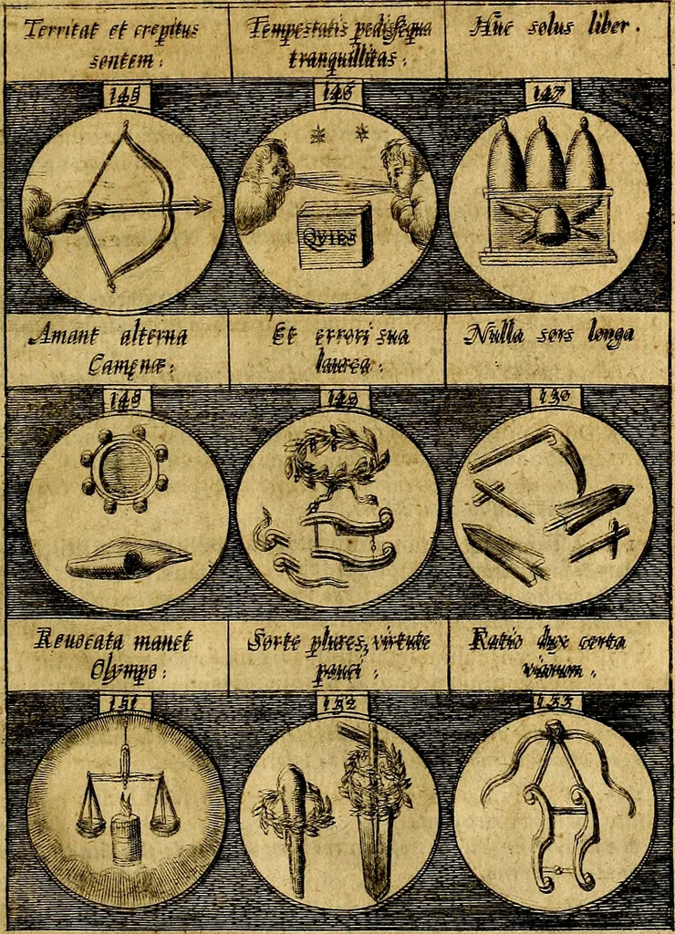 An illustration from Emblemata sive symbola a principibus, viris eeclesiasticis [sic] ac militaribus aliisque vsurpanda. Deuises ou emblemes pour princes, gens d'Eglise, gens de guerre, & aultres, 1624, leaf 42