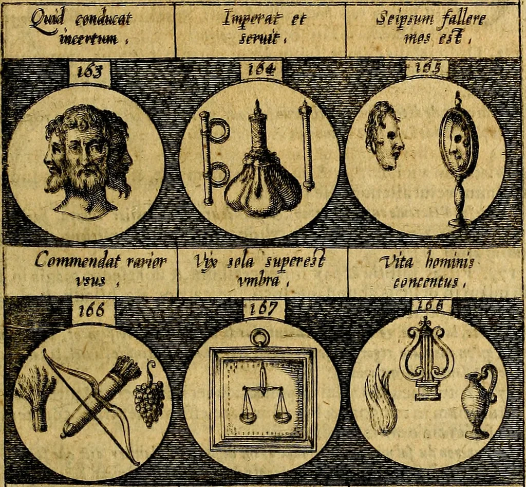 An illustration from Emblemata sive symbola a principibus, viris eeclesiasticis [sic] ac militaribus aliisque vsurpanda. Deuises ou emblemes pour princes, gens d'Eglise, gens de guerre, & aultres, 1624, leaf 46