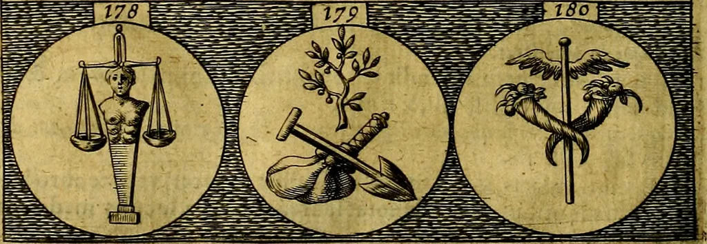 An illustration from Emblemata sive symbola a principibus, viris eeclesiasticis [sic] ac militaribus aliisque vsurpanda. Deuises ou emblemes pour princes, gens d'Eglise, gens de guerre, & aultres, 1624, leaf 49