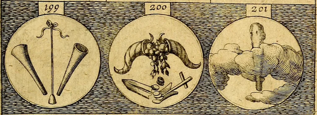 An illustration from Emblemata sive symbola a principibus, viris eeclesiasticis [sic] ac militaribus aliisque vsurpanda. Deuises ou emblemes pour princes, gens d'Eglise, gens de guerre, & aultres, 1624, leaf 54
