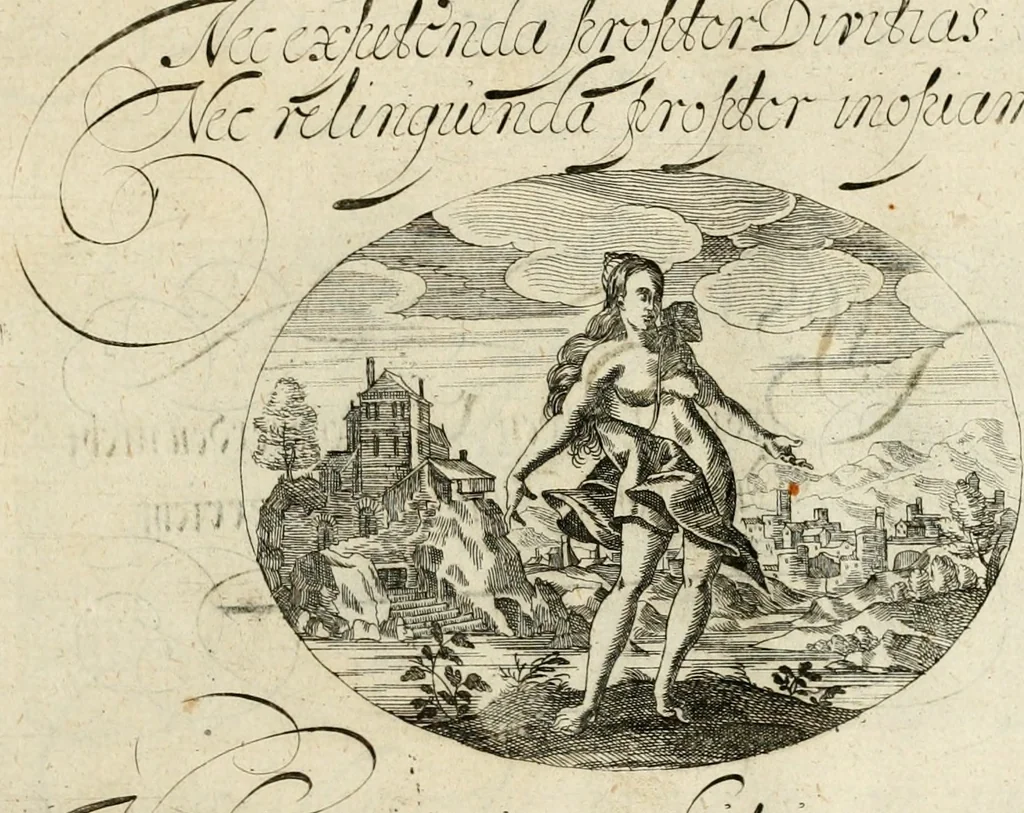 An illustration from Emblemata varia Gregori KleppisI, poetae l. caesarij : incisa aeri, aphorismis et epigrammatis illustrata, 1623, leaf 52