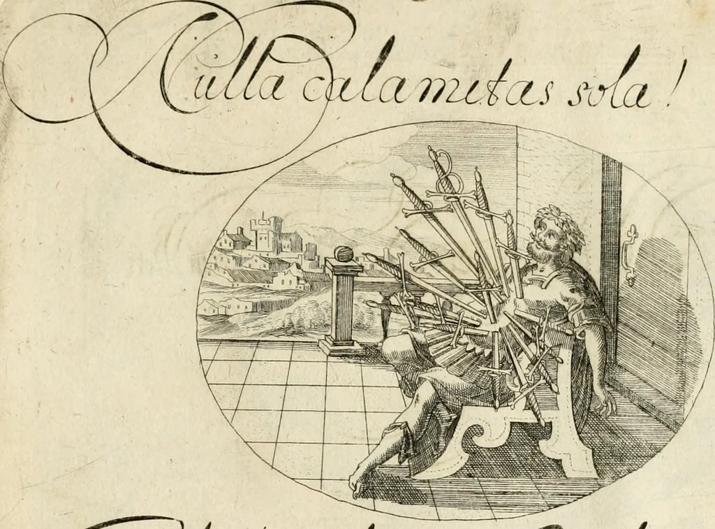 An illustration from Emblemata varia Gregori KleppisI, poetae l. caesarij : incisa aeri, aphorismis et epigrammatis illustrata, 1623, leaf 84