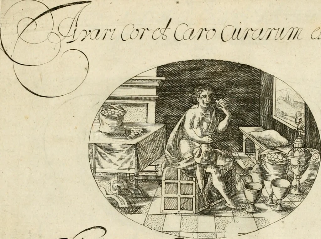 An illustration from Emblemata varia Gregori KleppisI, poetae l. caesarij : incisa aeri, aphorismis et epigrammatis illustrata, 1623, leaf 94