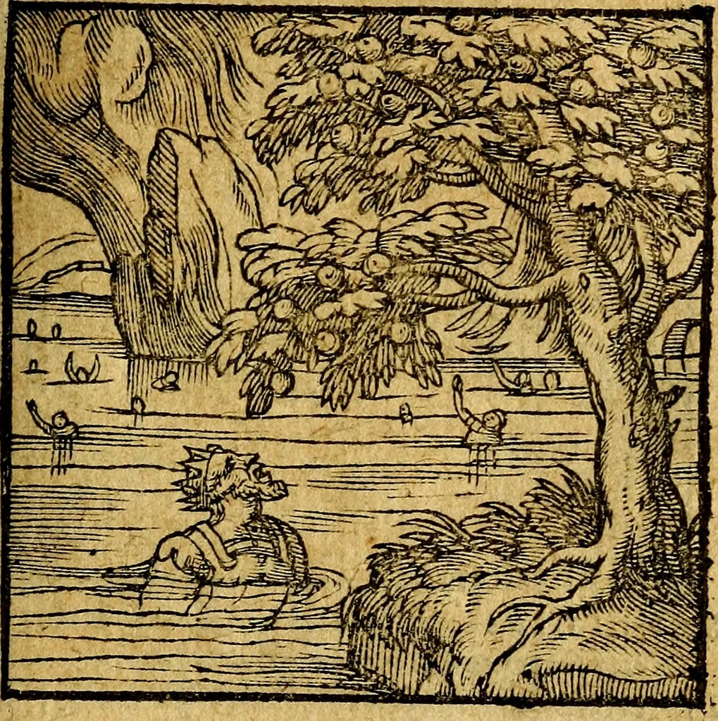 An illustration from Emblemata V.C. Andreae Alciati Mediolanensis iurisconsulti : cum facili & compendiosa explicatione, qua obscura illustrantur, dubiaq́ue omnia soluuntur,, 1622, leaf 106