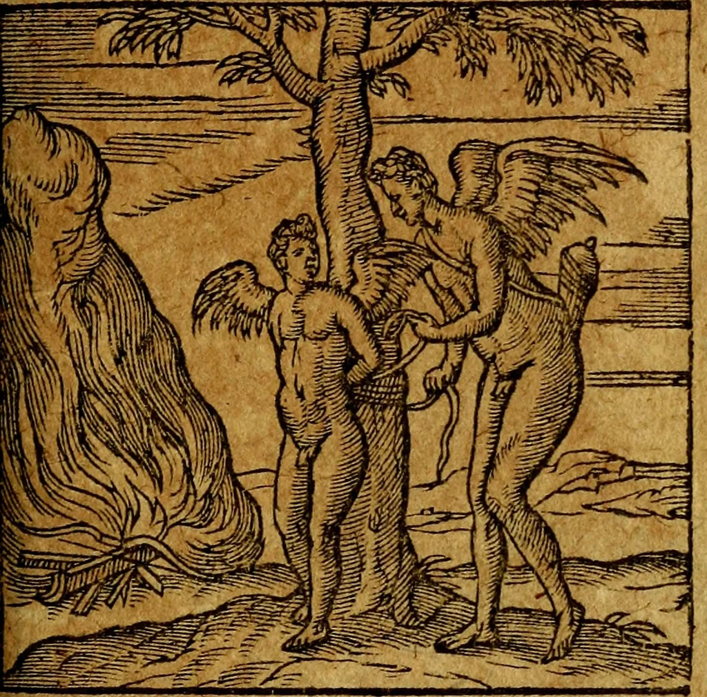 An illustration from Emblemata V.C. Andreae Alciati Mediolanensis iurisconsulti : cum facili & compendiosa explicatione, qua obscura illustrantur, dubiaq́ue omnia soluuntur,, 1622, leaf 136