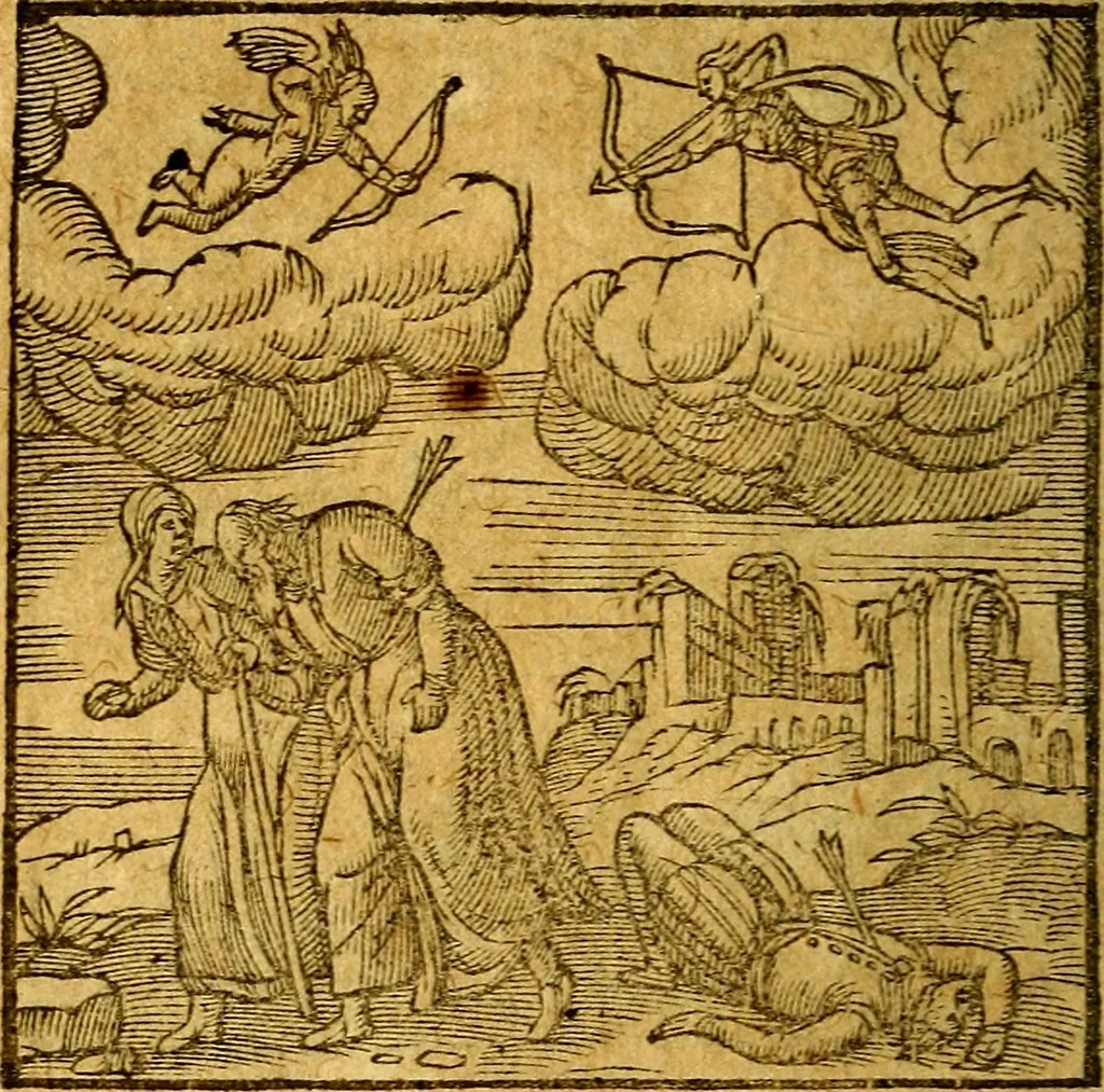 An illustration from Emblemata V.C. Andreae Alciati Mediolanensis iurisconsulti : cum facili & compendiosa explicatione, qua obscura illustrantur, dubiaq́ue omnia soluuntur,, 1622, leaf 187