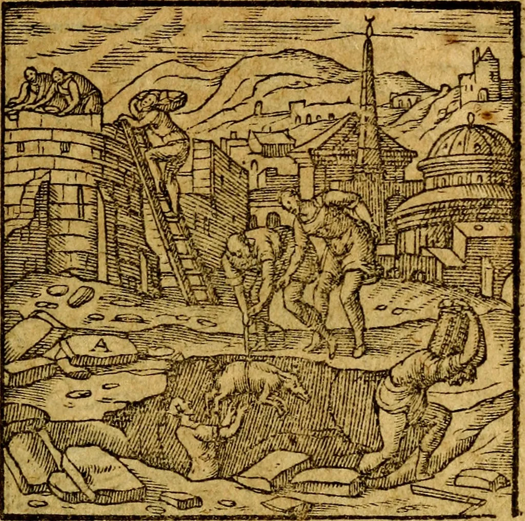 An illustration from Emblemata V.C. Andreae Alciati Mediolanensis iurisconsulti : cum facili & compendiosa explicatione, qua obscura illustrantur, dubiaq́ue omnia soluuntur,, 1622, leaf 20