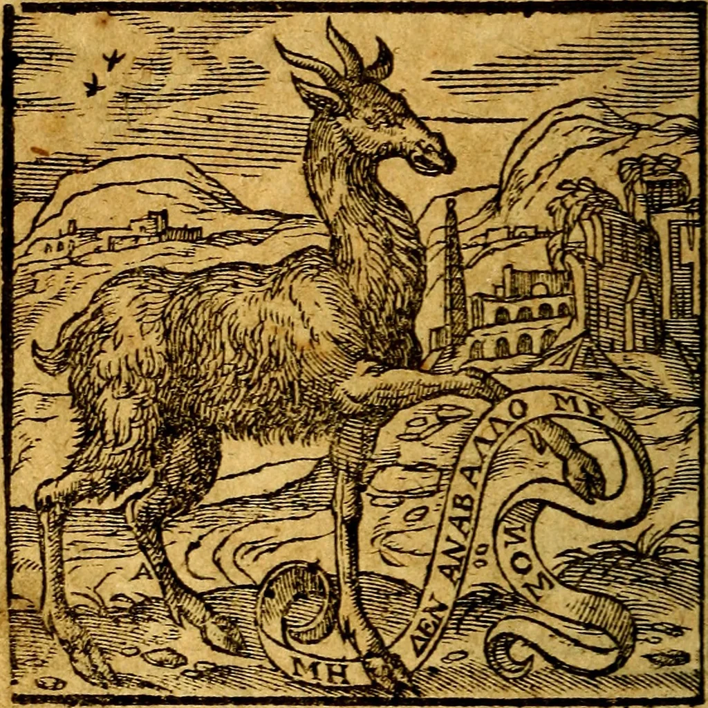 An illustration from Emblemata V.C. Andreae Alciati Mediolanensis iurisconsulti : cum facili & compendiosa explicatione, qua obscura illustrantur, dubiaq́ue omnia soluuntur,, 1622, leaf 21