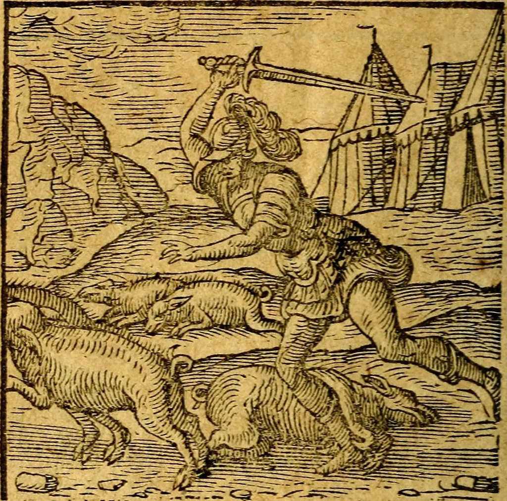 An illustration from Emblemata V.C. Andreae Alciati Mediolanensis iurisconsulti : cum facili & compendiosa explicatione, qua obscura illustrantur, dubiaq́ue omnia soluuntur,, 1622, leaf 211