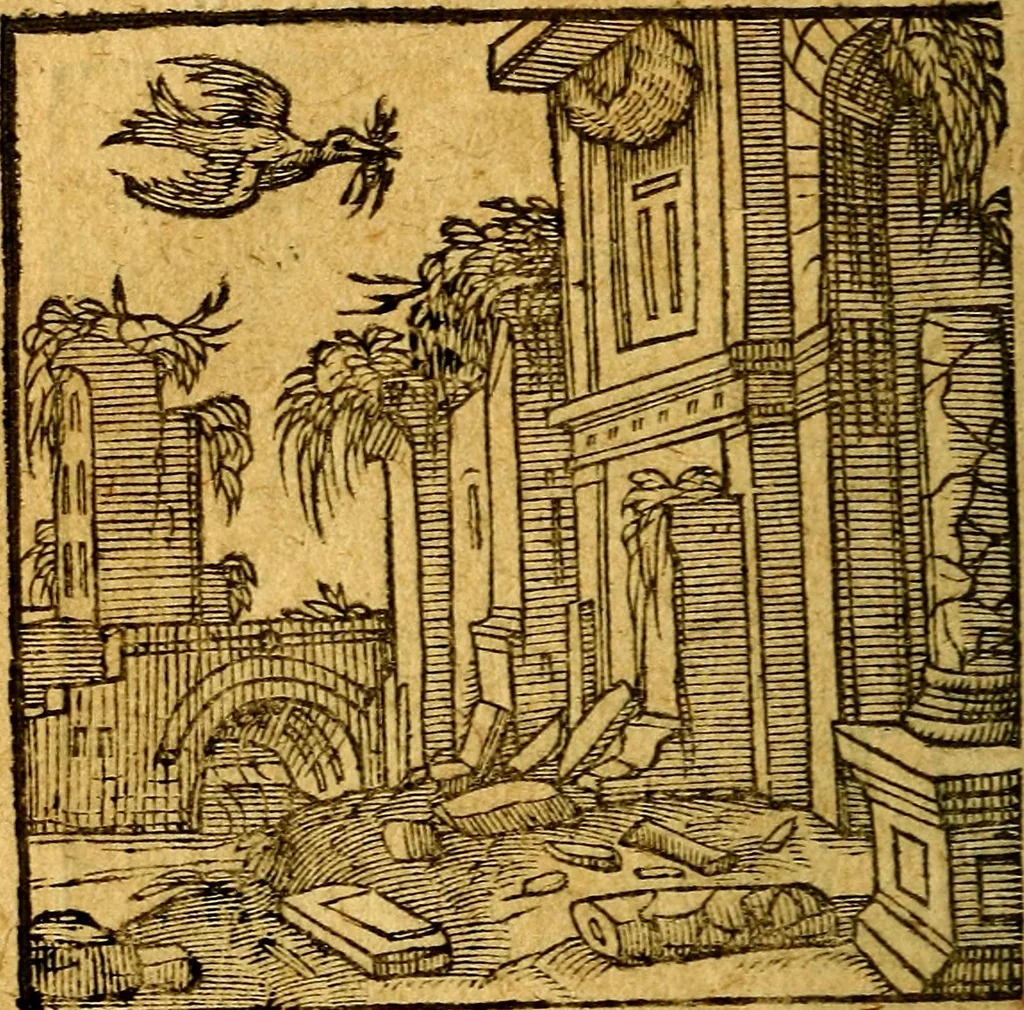 An illustration from Emblemata V.C. Andreae Alciati Mediolanensis iurisconsulti : cum facili & compendiosa explicatione, qua obscura illustrantur, dubiaq́ue omnia soluuntur,, 1622, leaf 215