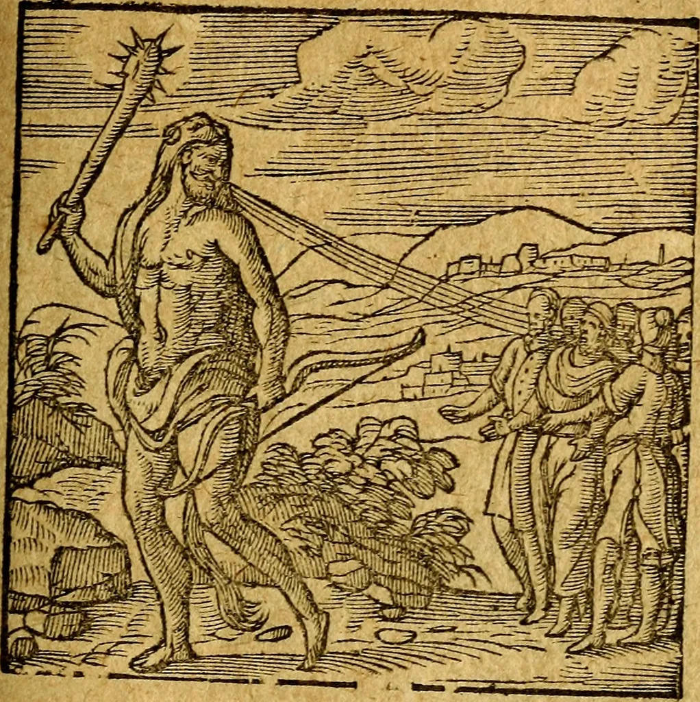 An illustration from Emblemata V.C. Andreae Alciati Mediolanensis iurisconsulti : cum facili & compendiosa explicatione, qua obscura illustrantur, dubiaq́ue omnia soluuntur,, 1622, leaf 216