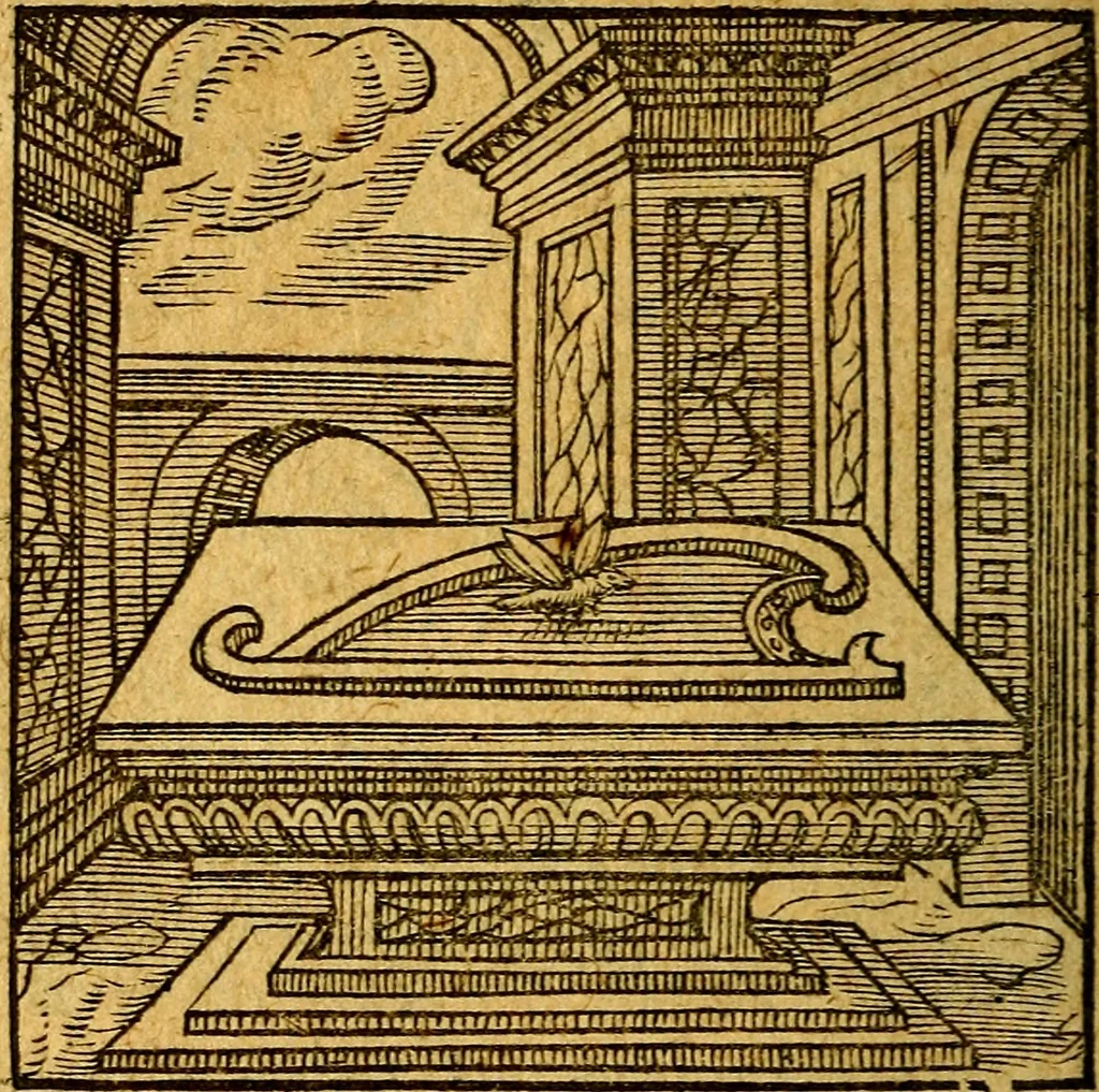 An illustration from Emblemata V.C. Andreae Alciati Mediolanensis iurisconsulti : cum facili & compendiosa explicatione, qua obscura illustrantur, dubiaq́ue omnia soluuntur,, 1622, leaf 221