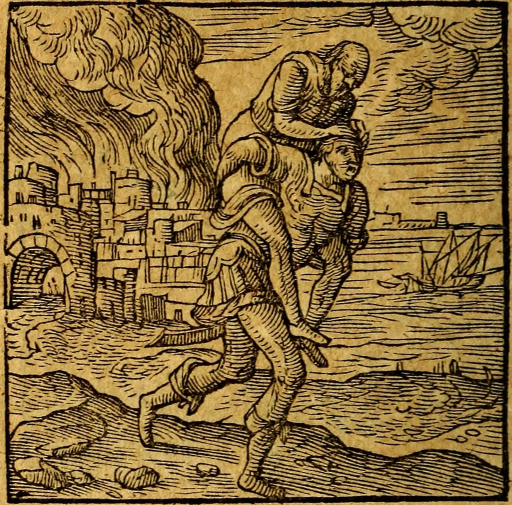 An illustration from Emblemata V.C. Andreae Alciati Mediolanensis iurisconsulti : cum facili & compendiosa explicatione, qua obscura illustrantur, dubiaq́ue omnia soluuntur,, 1622, leaf 235