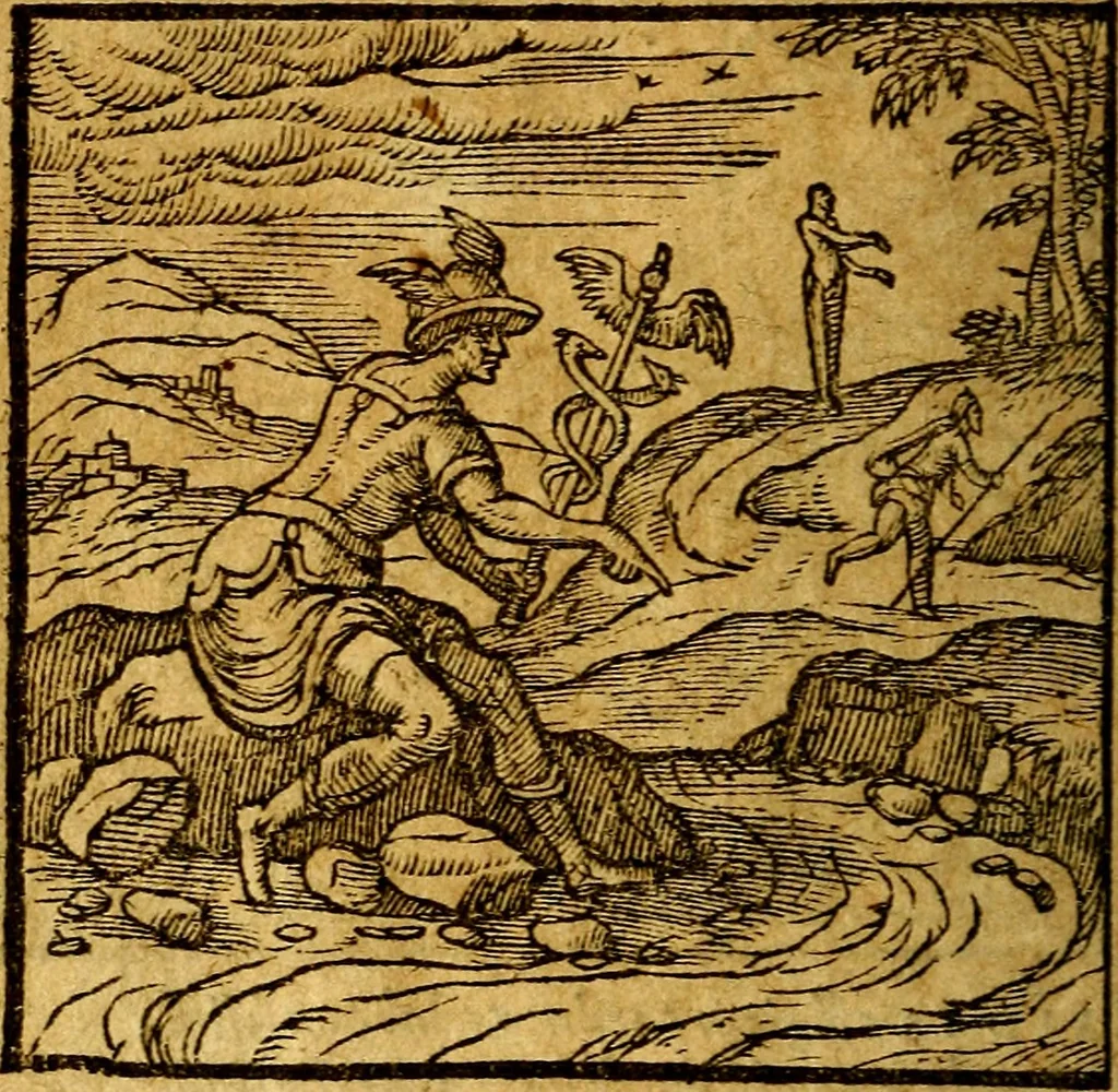 An illustration from Emblemata V.C. Andreae Alciati Mediolanensis iurisconsulti : cum facili & compendiosa explicatione, qua obscura illustrantur, dubiaq́ue omnia soluuntur,, 1622, leaf 27